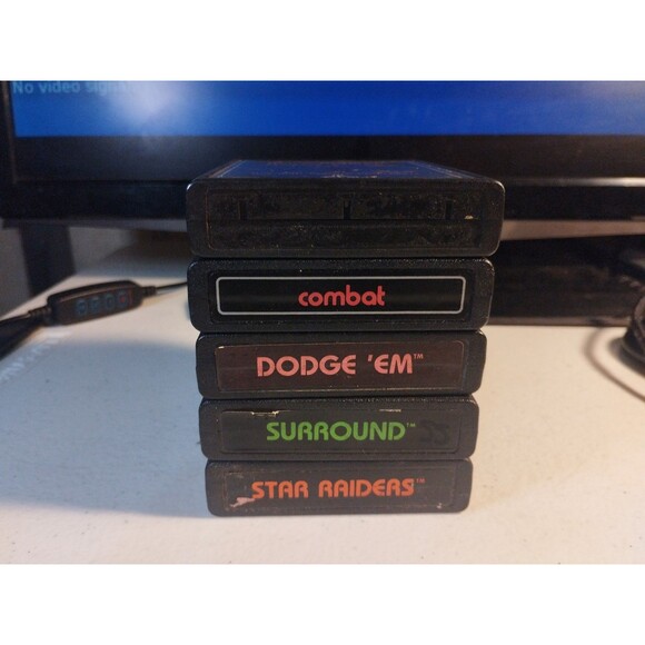 Atari 2600 Lot Of 5 Games - Tested & Work - Star Raiders, Dodge 'Em, Surround - Picture 2 of 3
